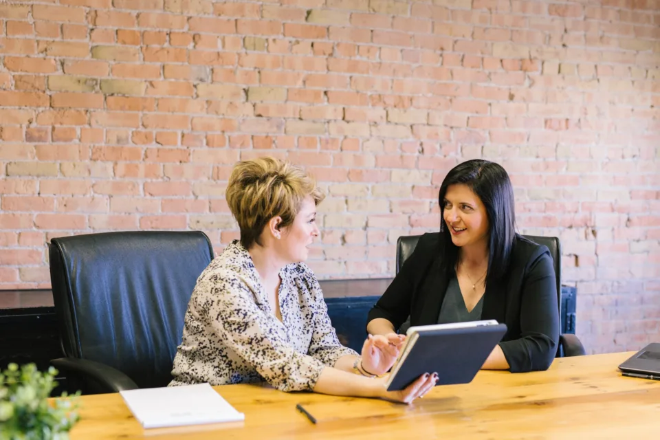 team member working with a client