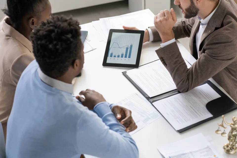 accountant meeting with clients to discuss an engagement