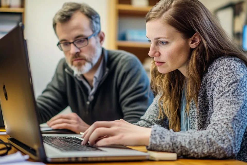 female accountant working closely with a client
