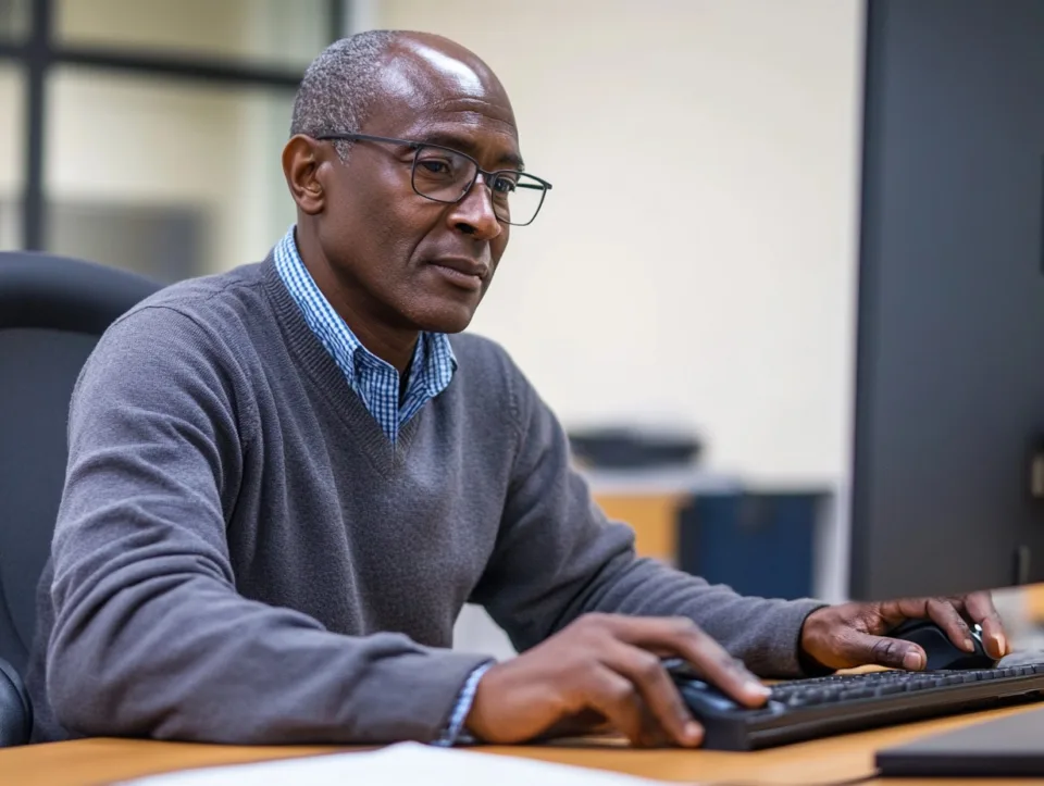 man working on the computer at his desk