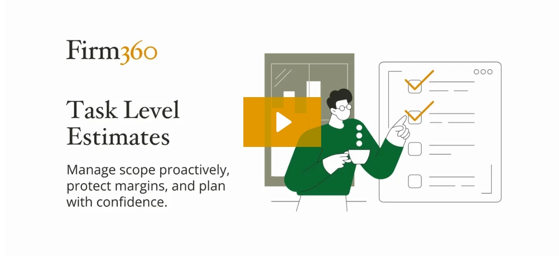 task level time tracking in Firm360 product video